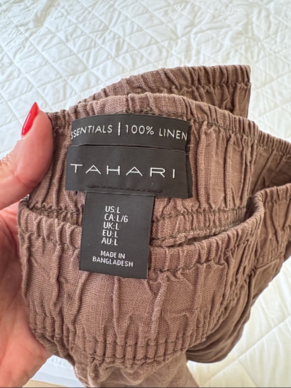 Tahari Brown 100% Linen Pants Women's Size large - Picture 2 of 6